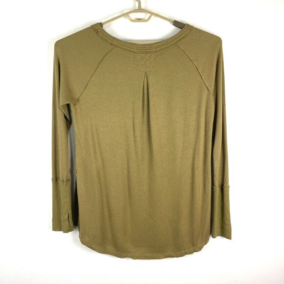 Free People We The Free Green Snowy Thermal Tunic Top Boat Neck Women's Large - Picture 4 of 12